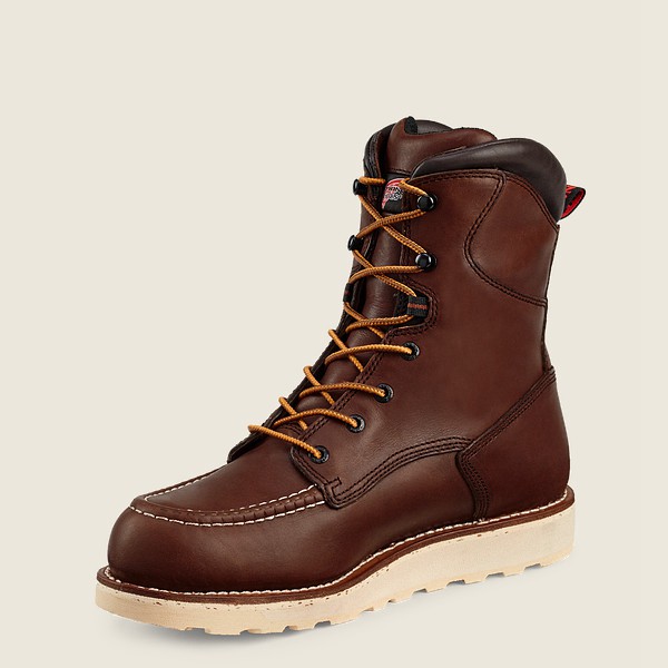 Red Wing Work Boots Mens Burgundy - Traction Tred - 8-inch Waterproof Soft Toe - 9312475-DM